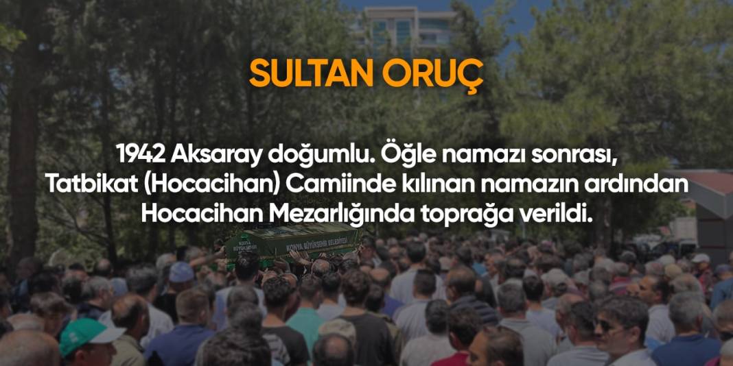 Konya'da bugün vefat edenler | 16 Eylül 2024 9